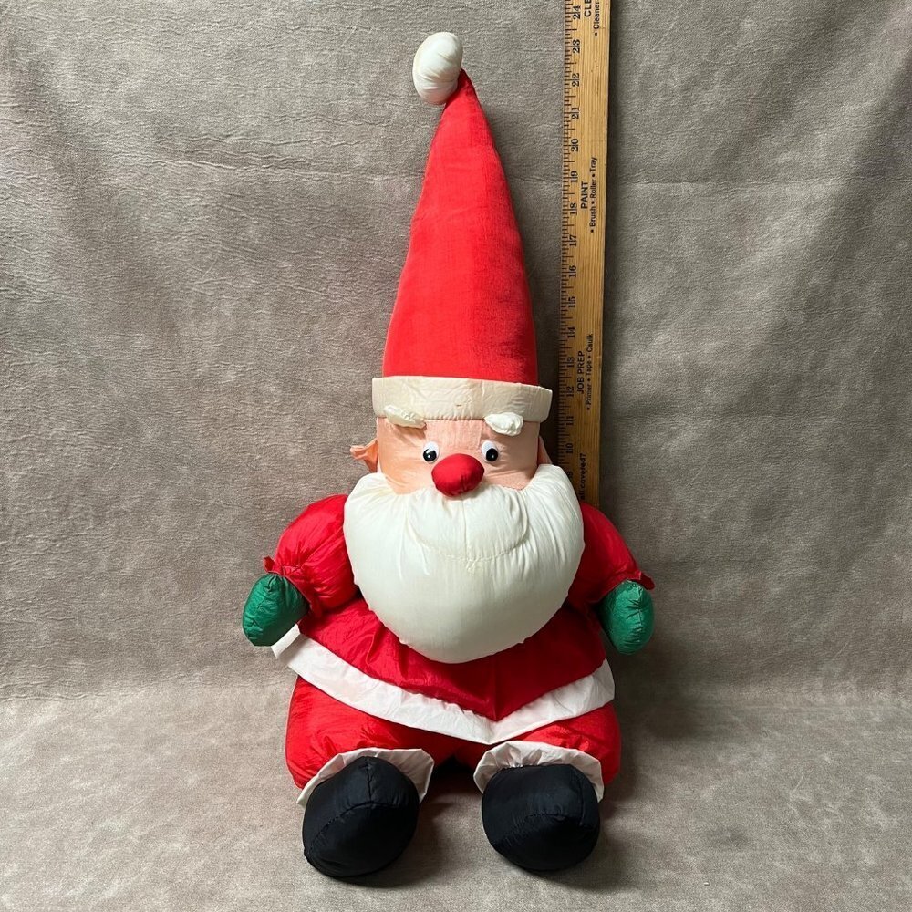 Vintage 22” Puffy Slick Nylon Santa Clause Christmas Stuffed doll
